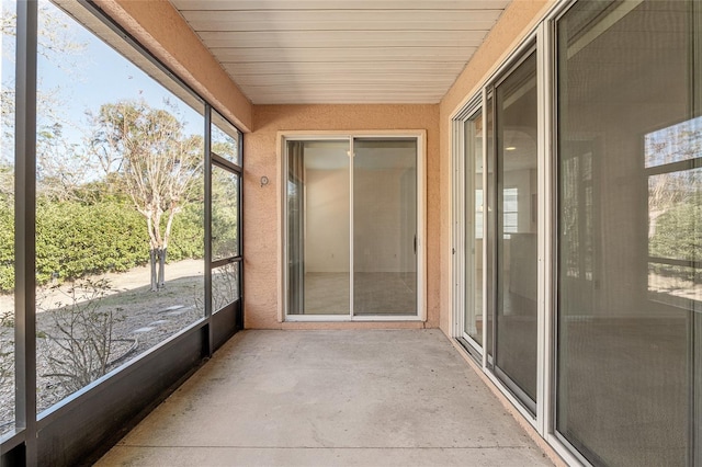 view of unfurnished sunroom