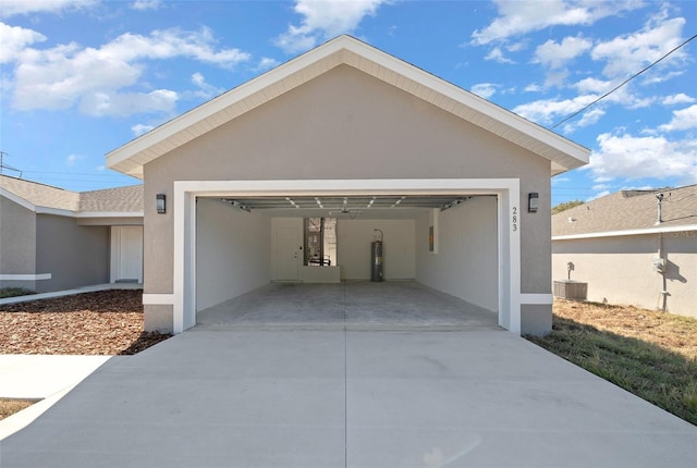 garage featuring central AC unit