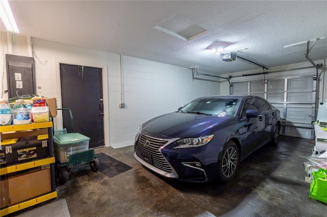 garage with a garage door opener