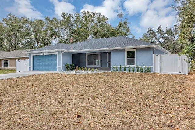 single story home featuring a garage