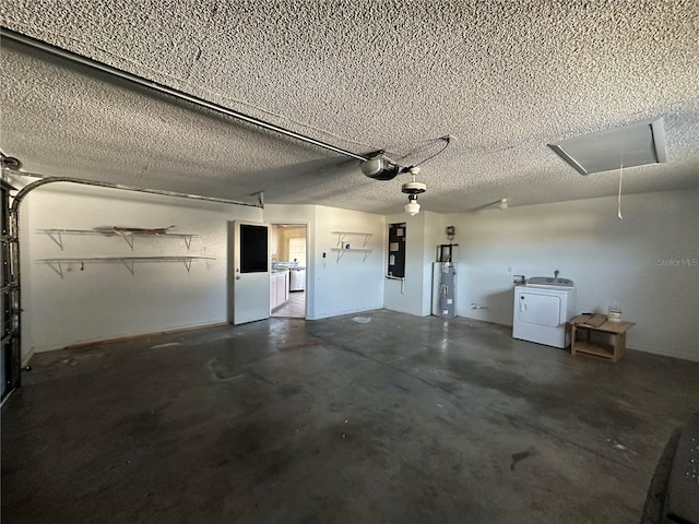 8968 SW 116th Place Rd, Ocala, FL 34481 - garage with water heater, electric panel, a garage door opener, and washer and dryer