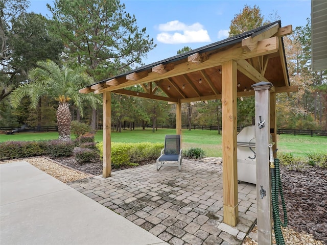 view of patio / terrace featuring a gazebo and exterior kitchen