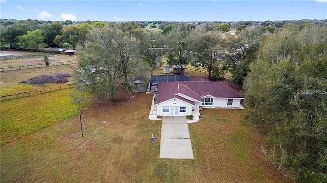 drone / aerial view with a rural view