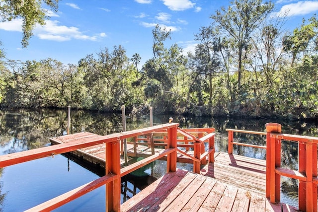 view of dock featuring a water view