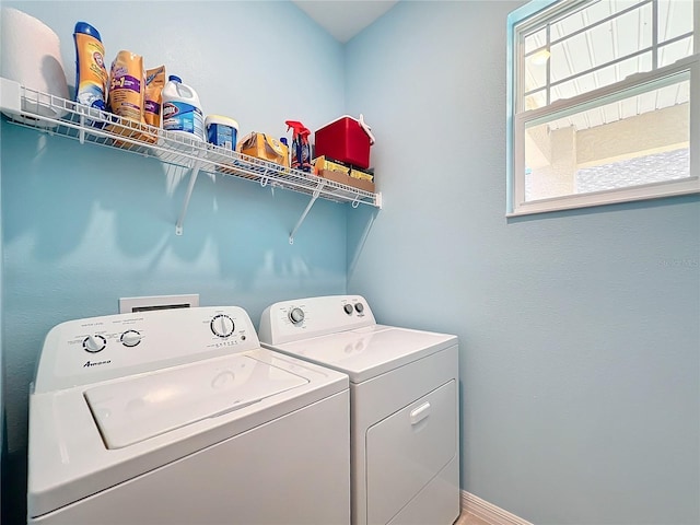 laundry room featuring independent washer and dryer