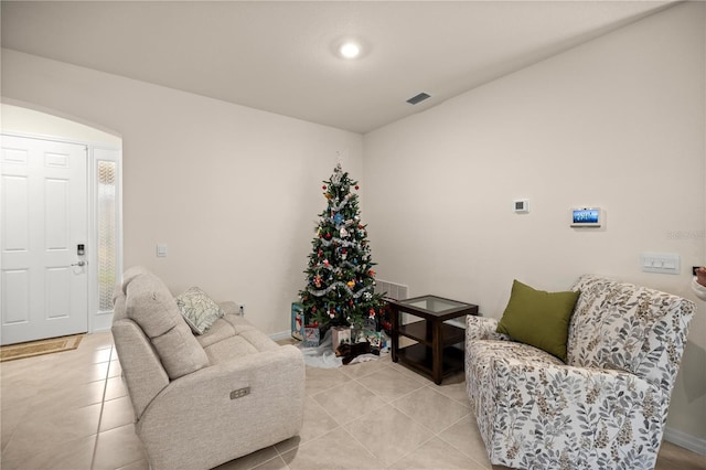 view of tiled living room