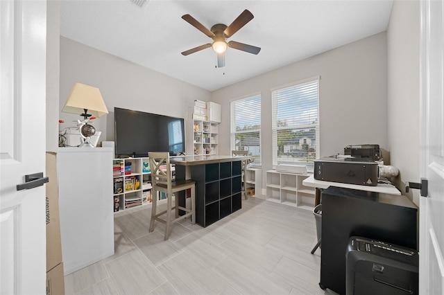 office area featuring ceiling fan