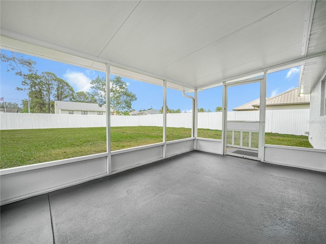 view of unfurnished sunroom