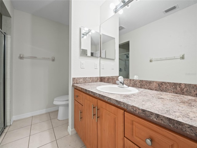 bathroom with tile patterned flooring, vanity, and toilet