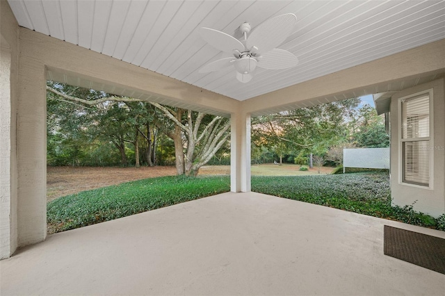 view of patio with ceiling fan