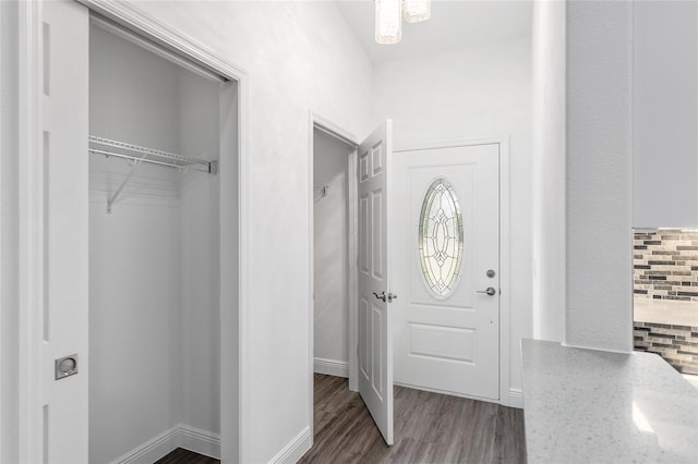 entrance foyer featuring dark hardwood / wood-style floors