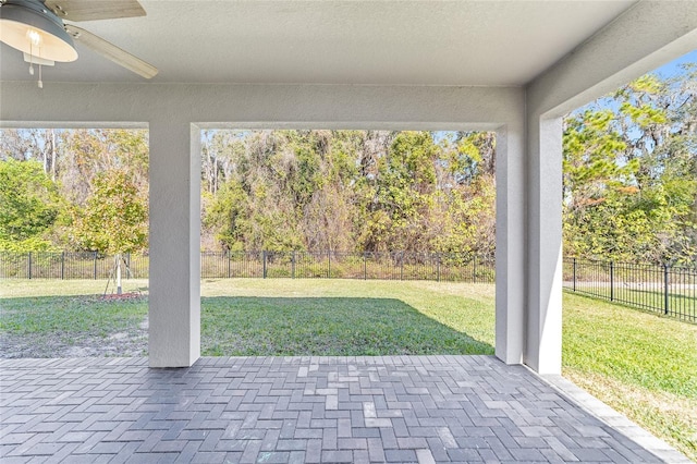 view of patio / terrace with ceiling fan