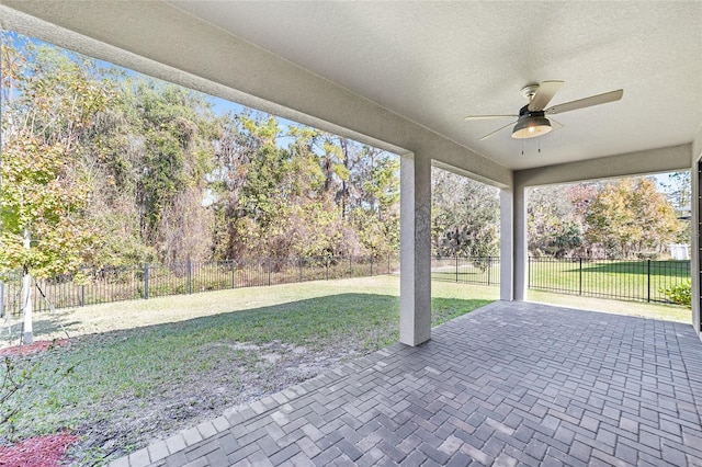 view of patio / terrace featuring ceiling fan