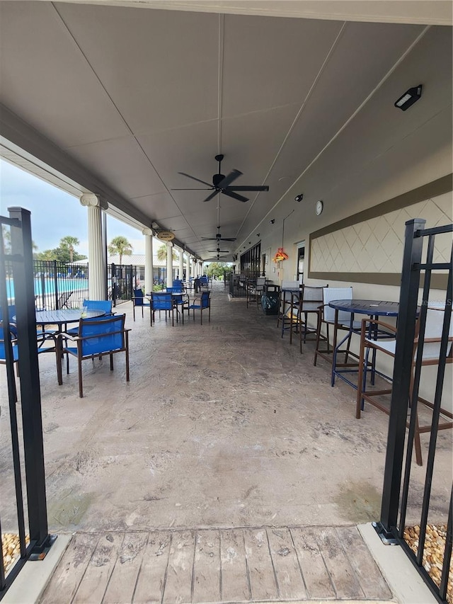 view of patio / terrace with ceiling fan