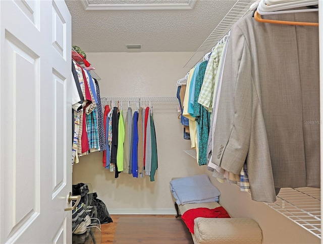 walk in closet featuring hardwood / wood-style flooring