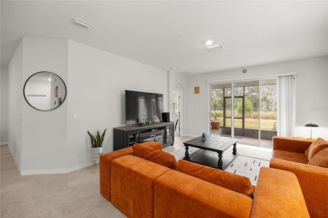 view of tiled living room