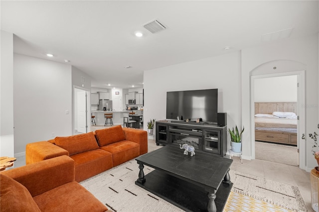 view of tiled living room