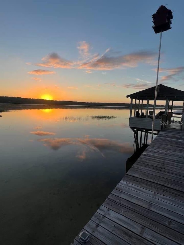 dock area featuring a water view