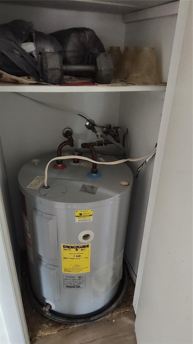 utility room with electric water heater