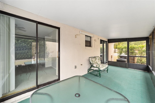 view of unfurnished sunroom