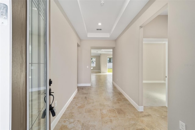 corridor with a raised ceiling