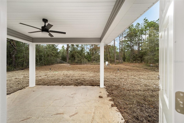 view of patio with ceiling fan