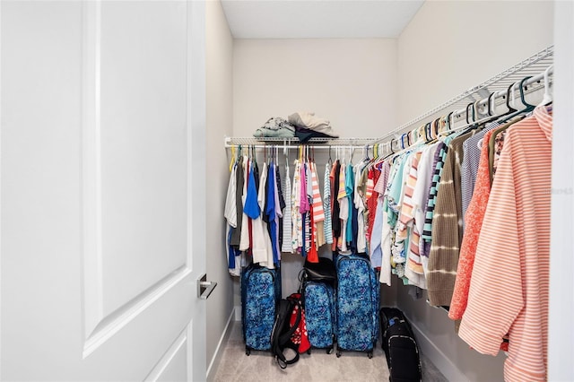 spacious closet with carpet floors