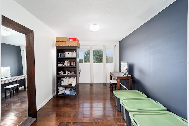 interior space with dark hardwood / wood-style flooring