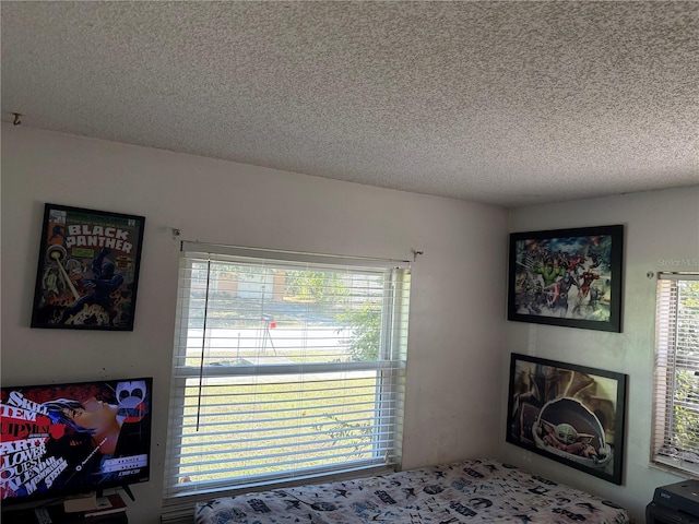 bedroom with a textured ceiling