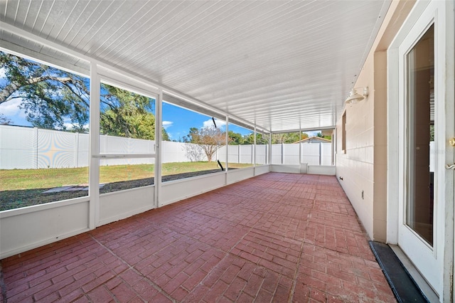 view of unfurnished sunroom