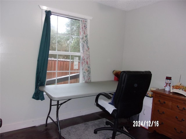 office space featuring dark hardwood / wood-style floors