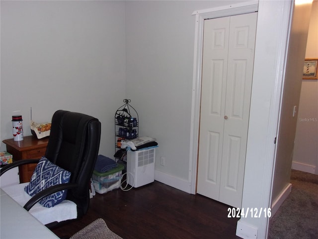 office space featuring dark hardwood / wood-style flooring