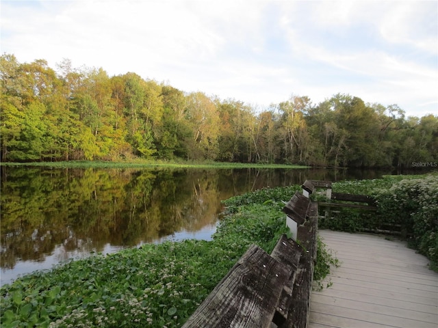 view of dock featuring a water view