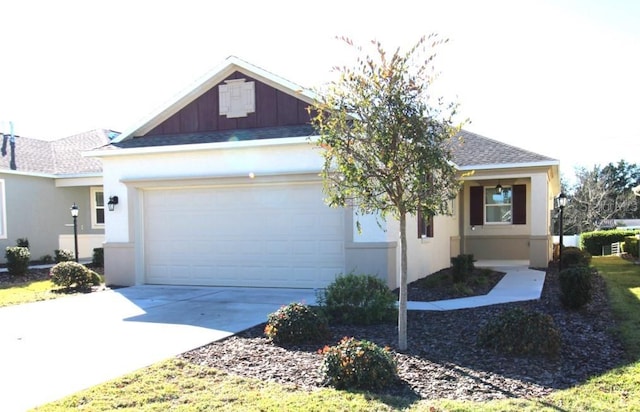 ranch-style home with a garage