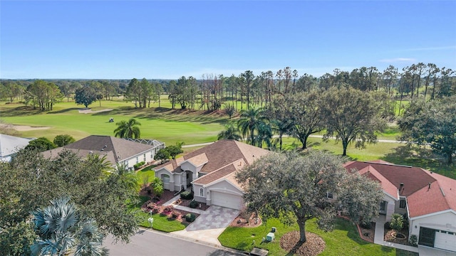 aerial view featuring view of golf course