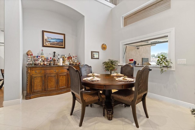 view of tiled dining space