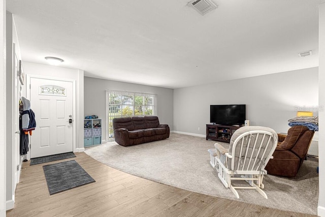 living room with light wood-type flooring