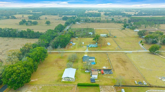 aerial view featuring a rural view