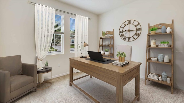 view of carpeted home office