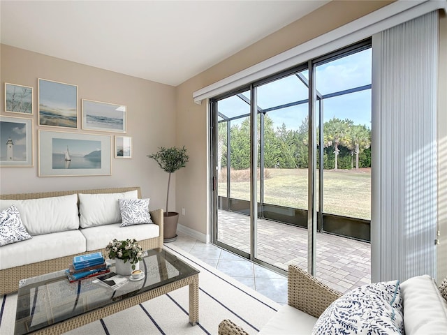 view of tiled living room