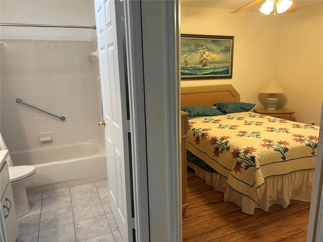 bedroom featuring ceiling fan