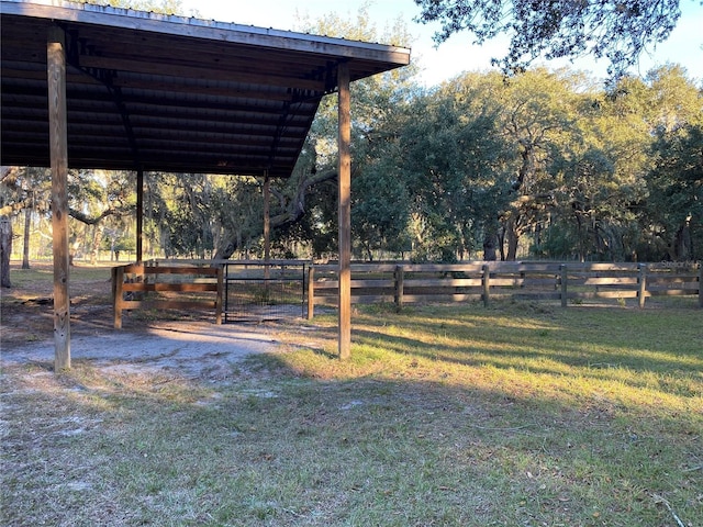 view of yard with a carport