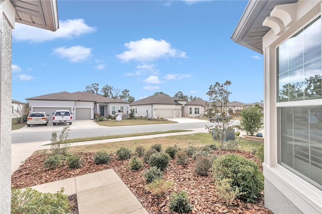 view of yard featuring a garage