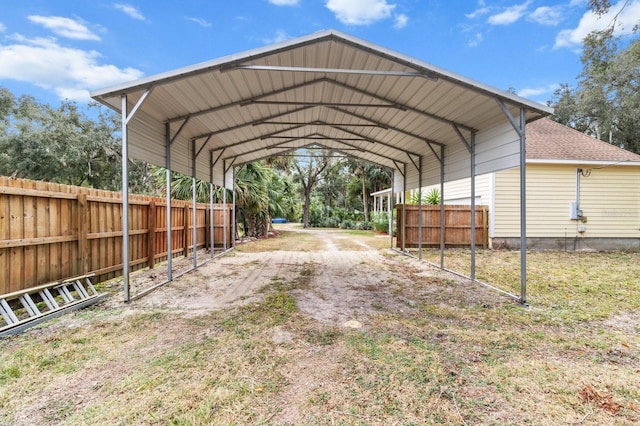 view of parking with a carport