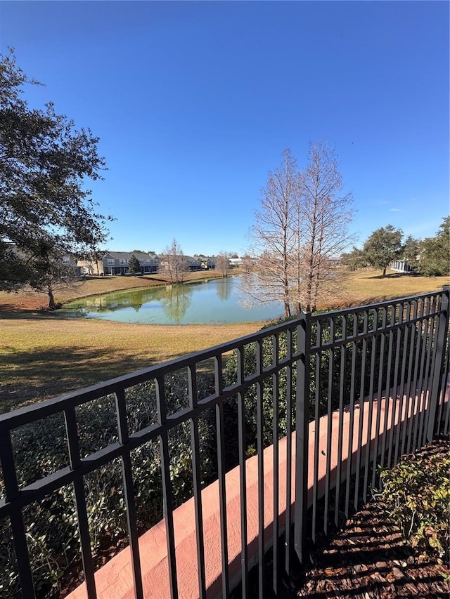 exterior space featuring a water view