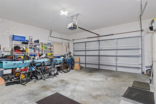 garage with a garage door opener