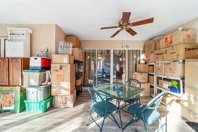 storage area with ceiling fan