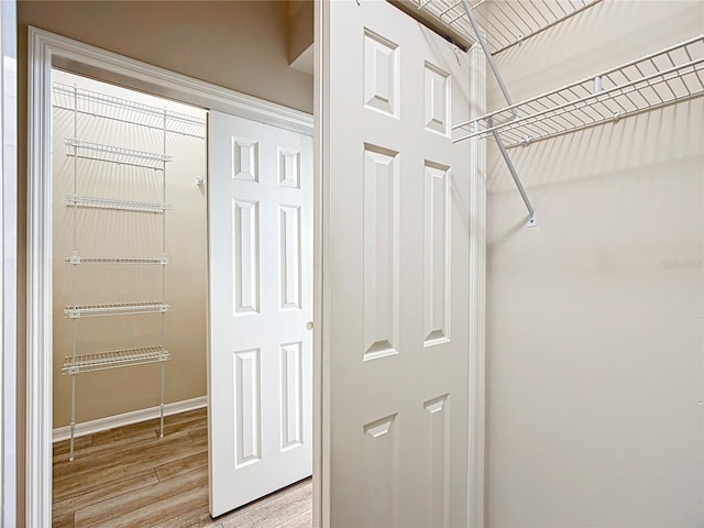 spacious closet featuring light wood-type flooring