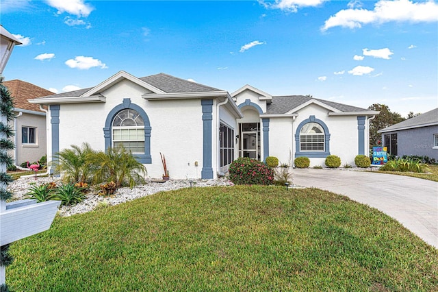 single story home with a front yard