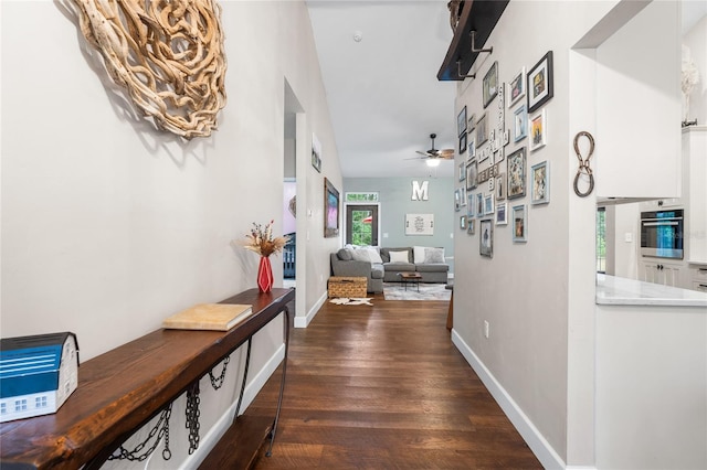 corridor featuring dark hardwood / wood-style floors